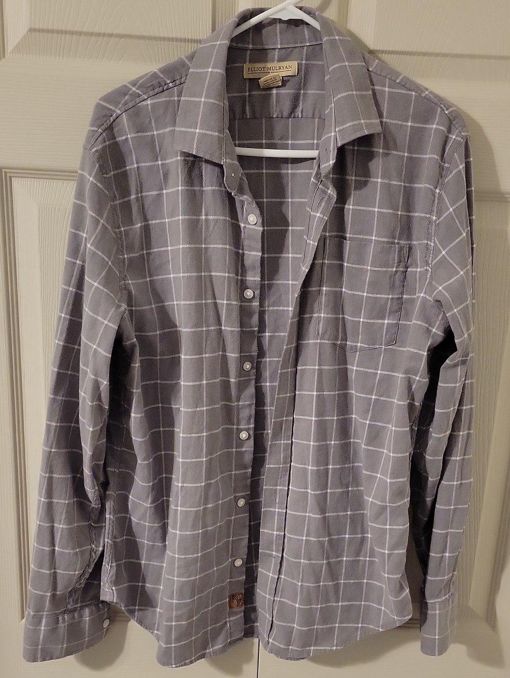 Men's Gray Windowpane Button-Down Shirt